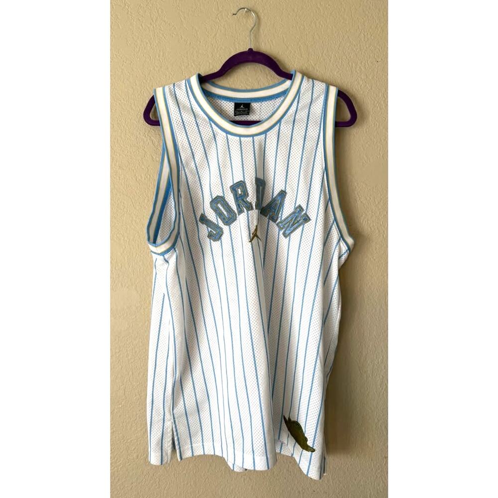Vintage Jordan Carmelo Pinstripe Nuggets Jersey Large Blue